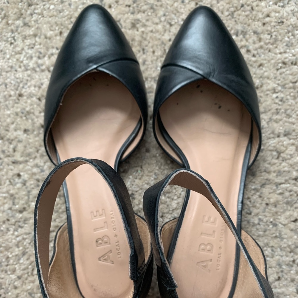 ABLE black ankle strap flats